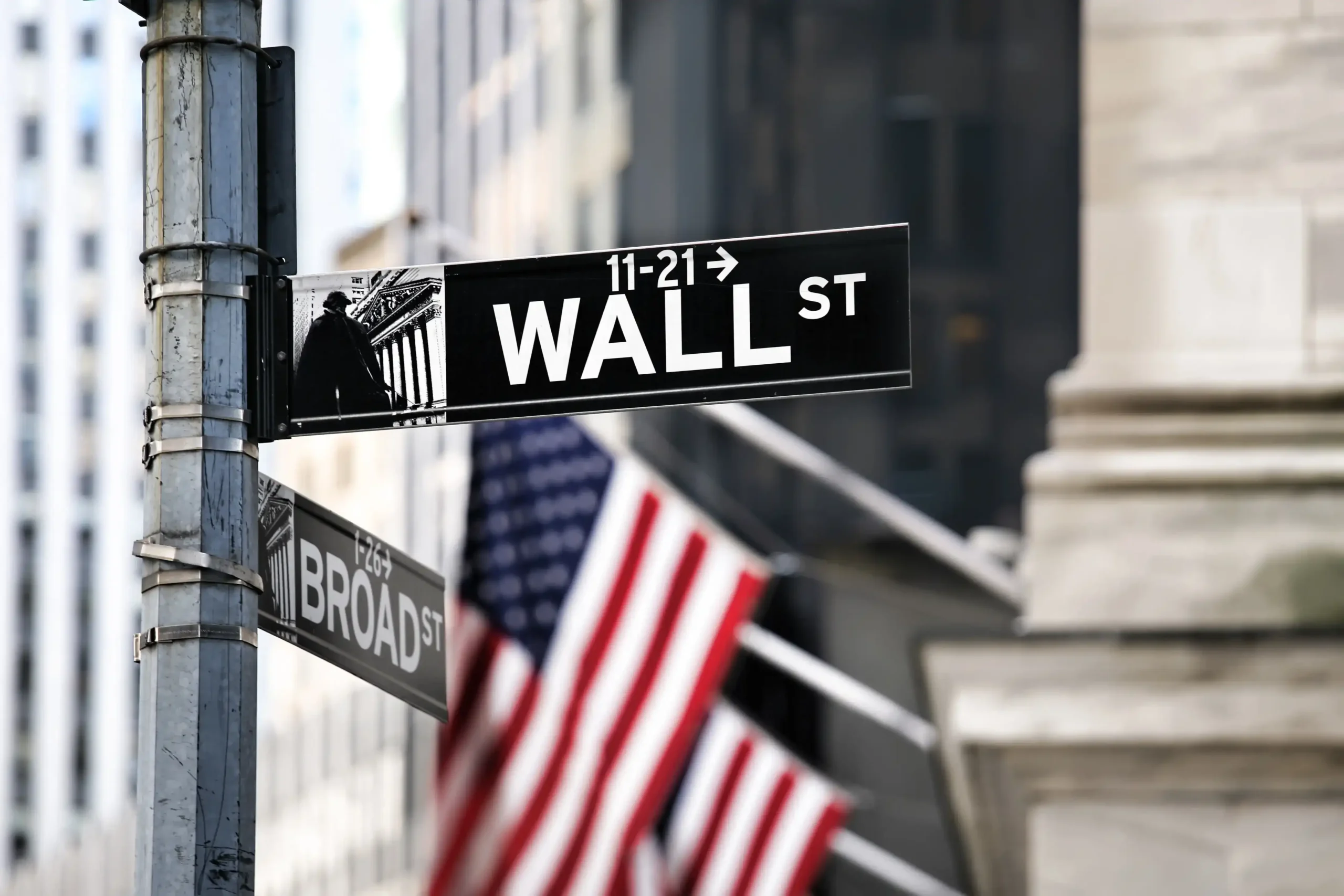 A street sight for Wall Street in New York City
