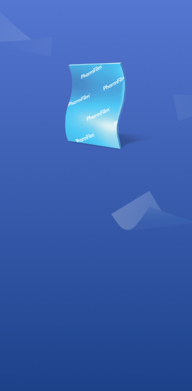 Rendering of a PharmFilm oral medical strip.